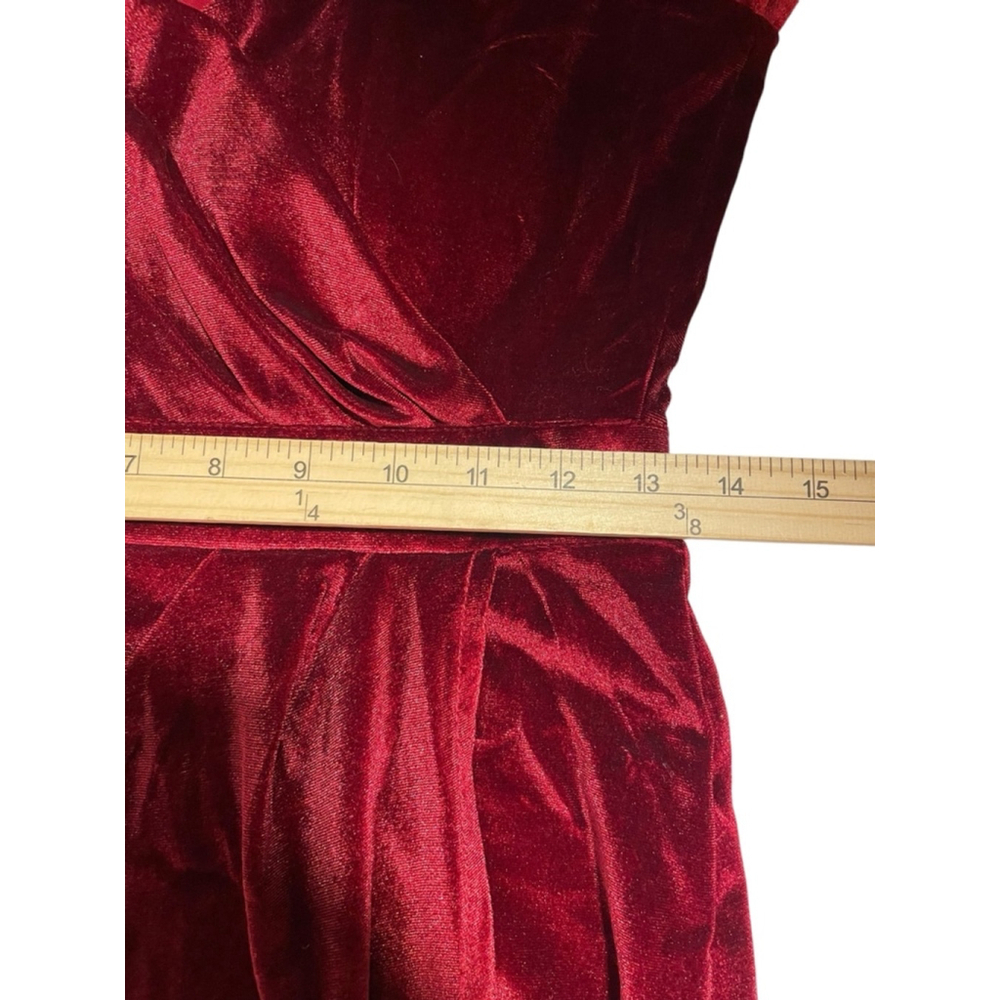 Size M long wrap style maxi Burgundy Velvet special occasion party holiday dress - Picture 4 of 9